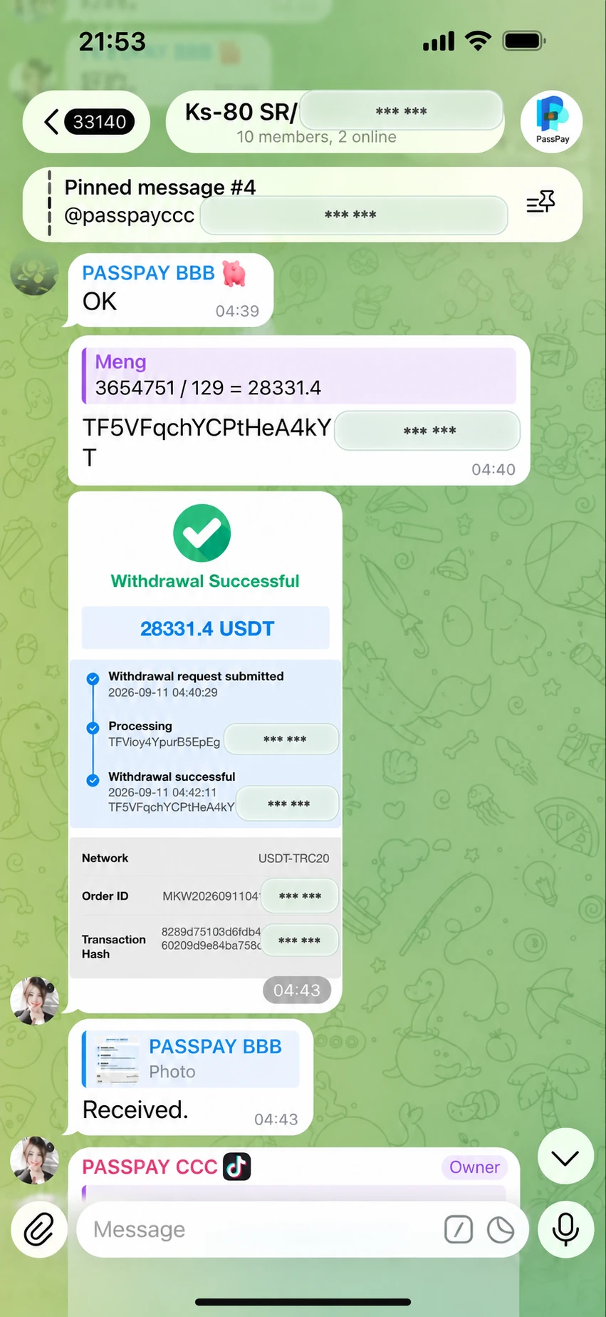 PassPay commission settlement record 2