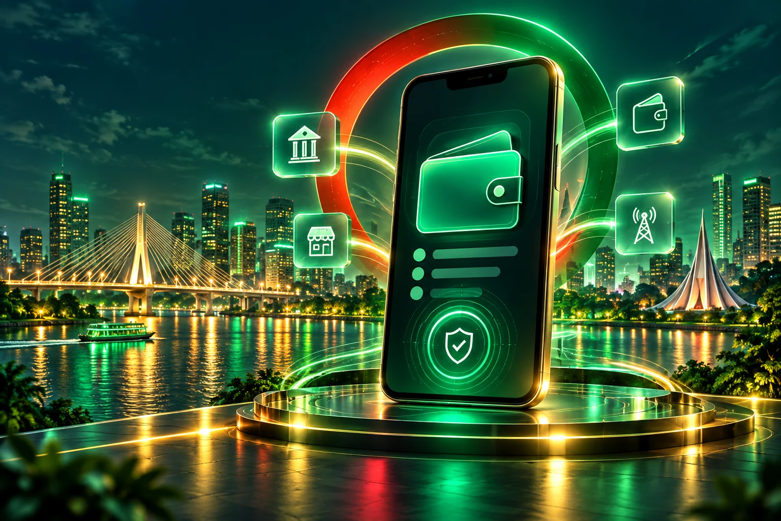 Secure mobile wallet network illustration